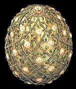Imperial Rose Trellis Easter Egg. Presented by Czar Nicolas II to his wife, Czarina Alexandra Feodorovna, Easter 1907