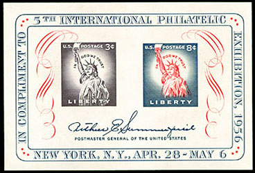 Statue US 1956 International Philatelic Exhibition NY, Scott 1075